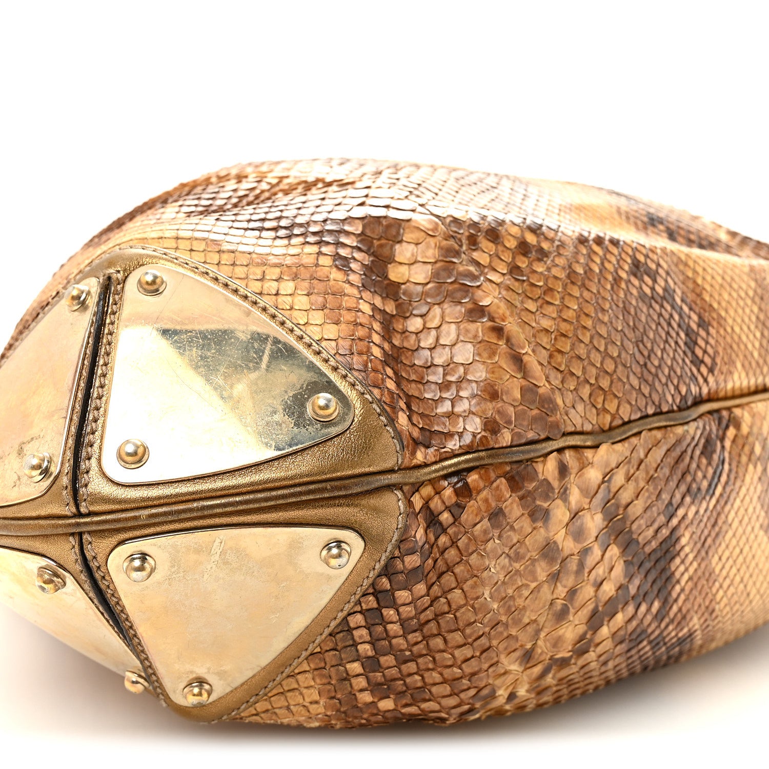 Gucci Snakeskin Large Indy Top Handle Hobo Gold 9 of 10