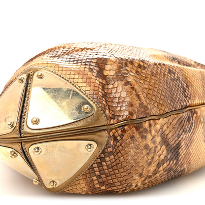 Gucci Snakeskin Large Indy Top Handle Hobo Gold 9 of 10