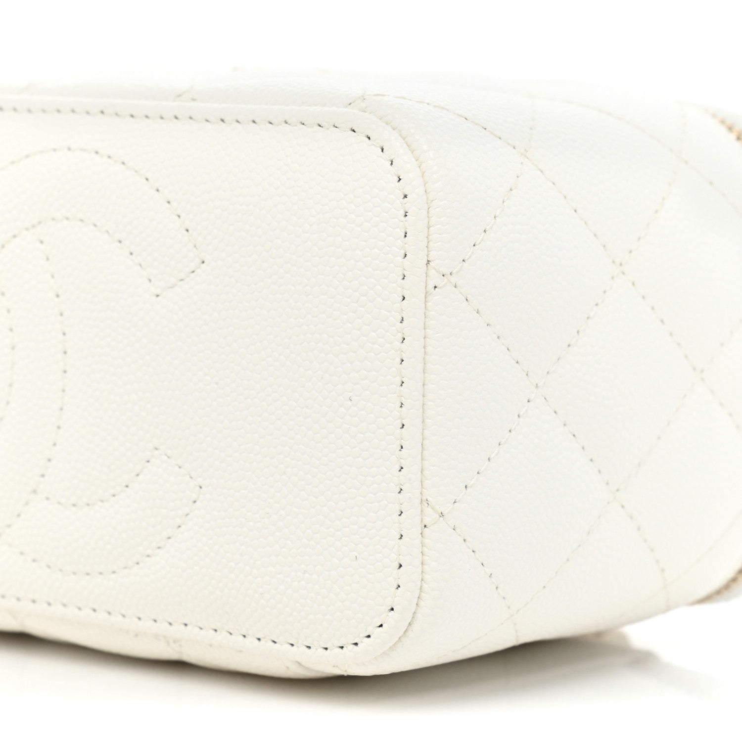 Chanel Caviar Quilted Small Vanity Case With Chain White 8 of 11