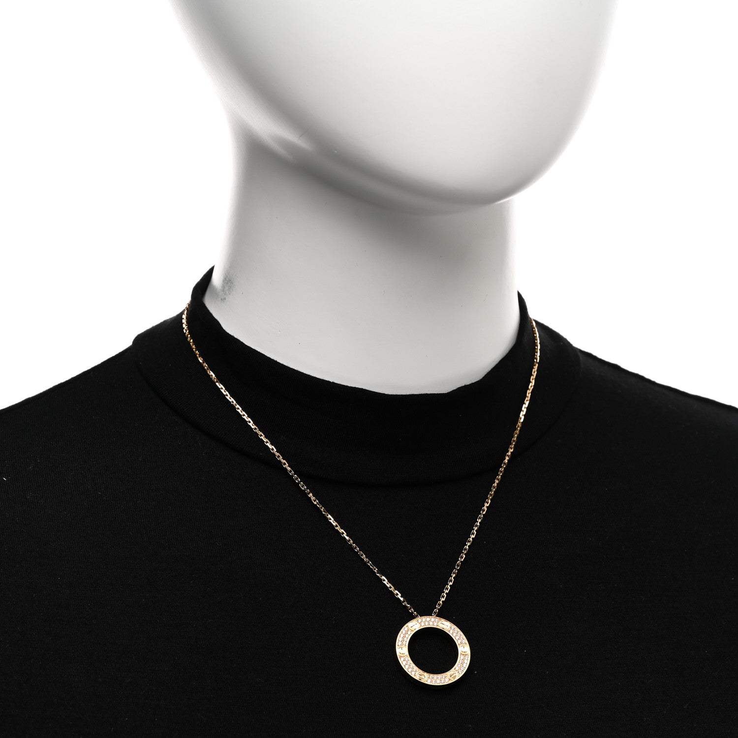 Cartier 18K Yellow Gold Diamond LOVE Paved Necklace 2 of 7