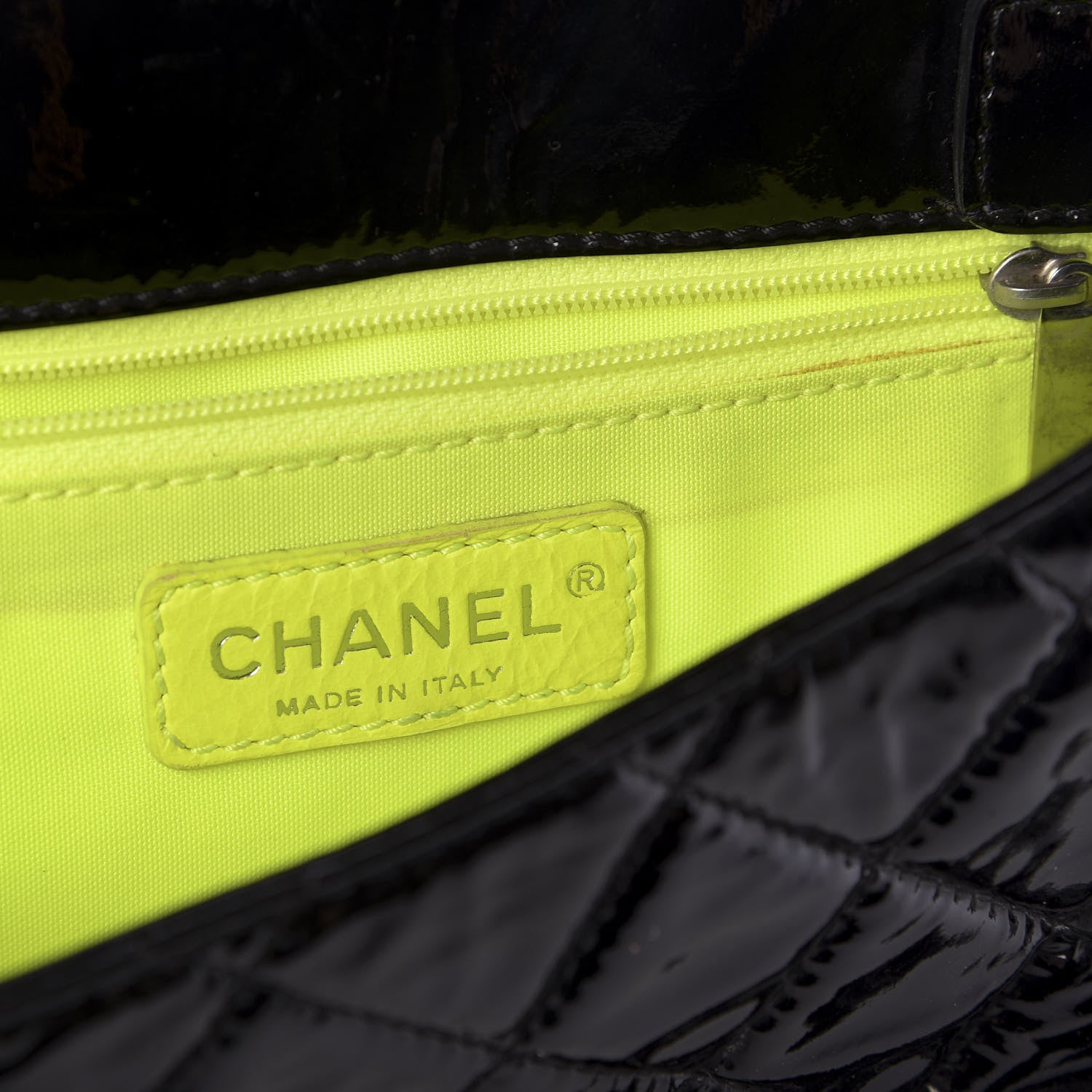 Chanel Patent Quilted Day Glo Flap Bag Black 8 of 13
