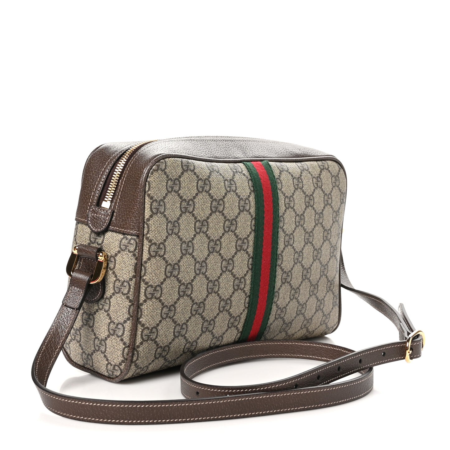 GG Supreme Monogram Web Small Ophidia Shoulder Bag Brown