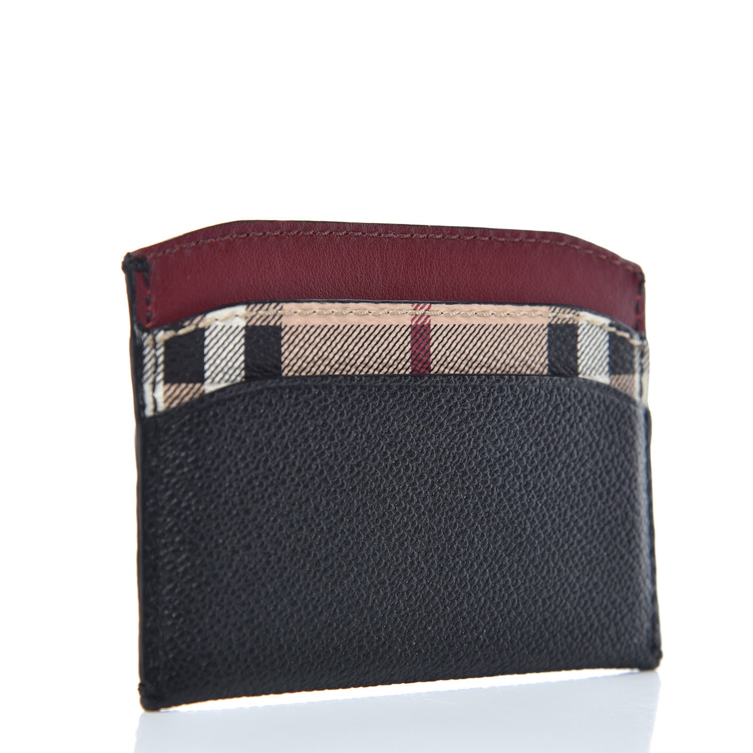 Burberry Soft Grain Calfskin Haymarket Check Izzy Card Case Black 3 of 7