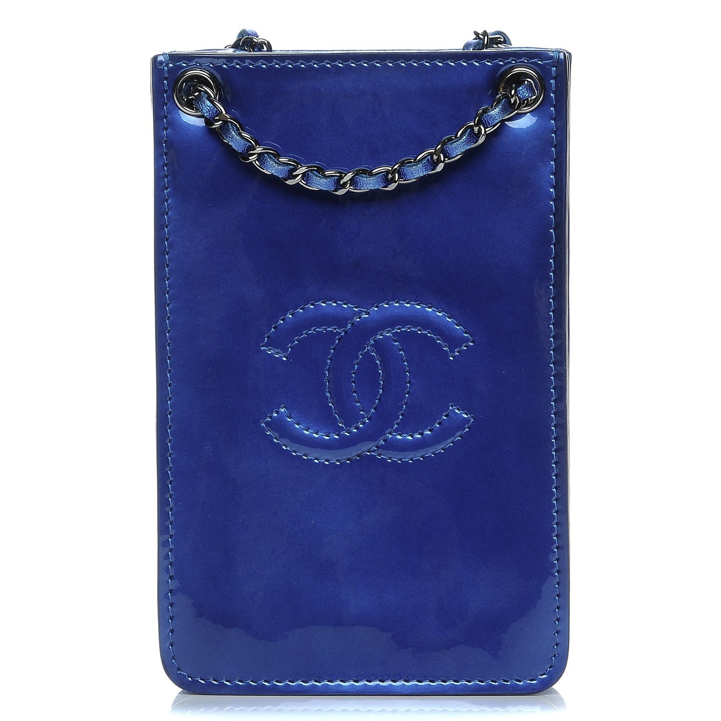 Metallic Patent Crossbody CC Phone Holder Blue