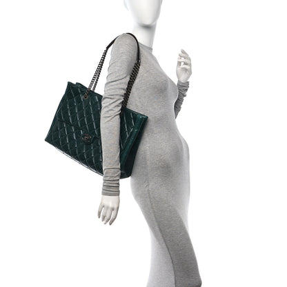 Chanel Glazed Calfskin Quilted Large Front Flap Tote Dark Green 2 of 11
