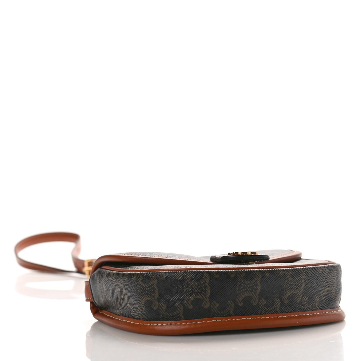 Canvas Calfskin Triomphe Mini Besace Tan