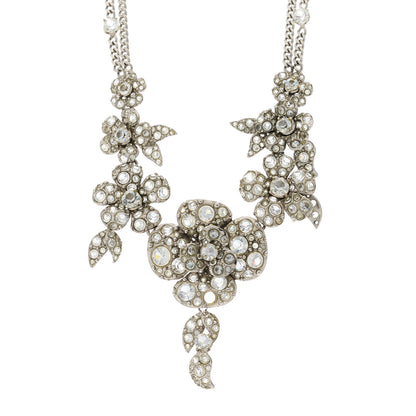 Chanel Crystal CC Flower Cluster Necklace Silver 1 of 6
