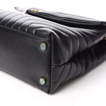 Saint Laurent Calfskin Y Quilted Monogram Large Loulou Chain Satchel Black 10 of 11