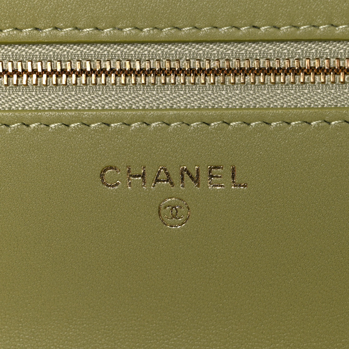 Chanel Calfskin Lizard Embossed Wallet On Chain WOC Green 6 of 12