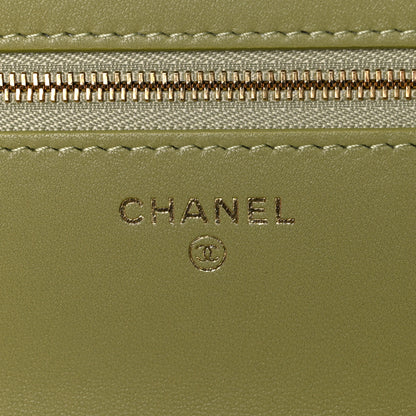 Chanel Calfskin Lizard Embossed Wallet On Chain WOC Green 6 of 12