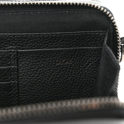 Christian Dior Grained Calfskin CD Icon Zipped Pouch With Strap Black 7 of 12