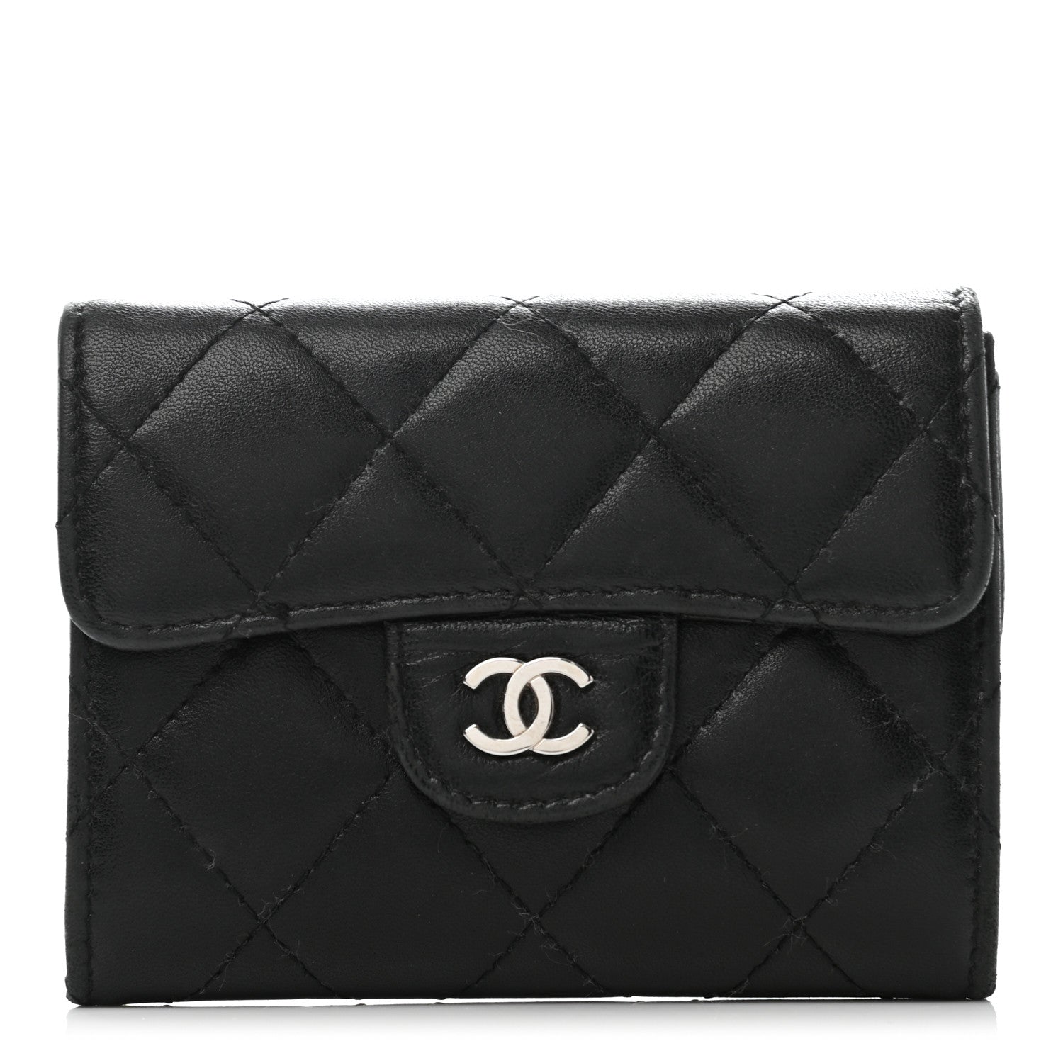 Chanel Lambskin Quilted Flap Card Holder Wallet Black 1 of 7
