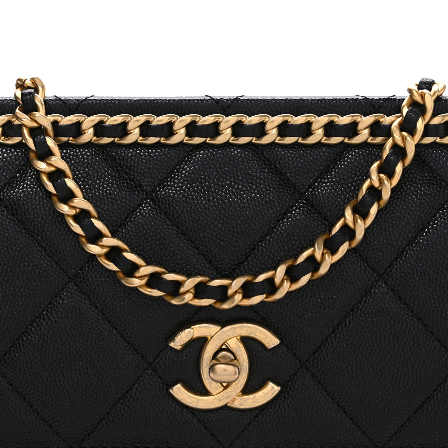 Caviar Quilted Chain Frame Flap Black
