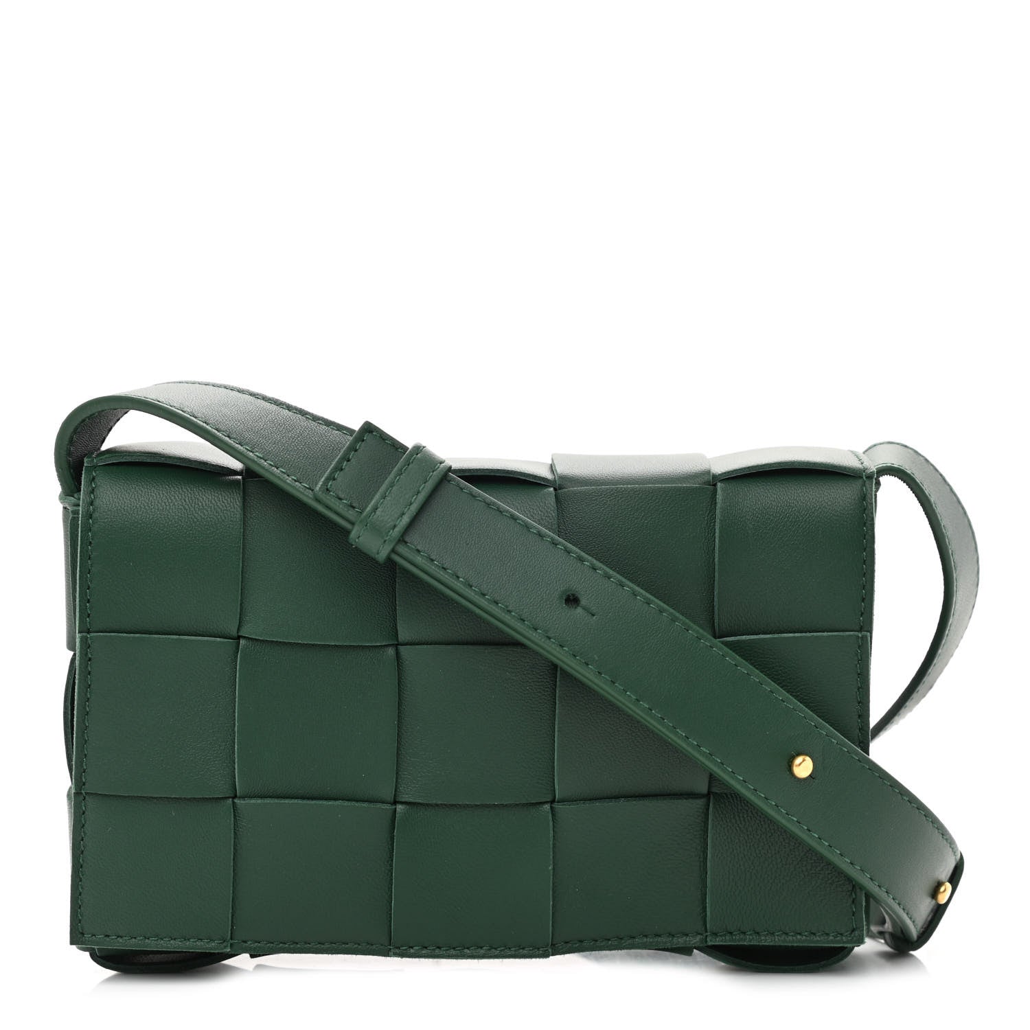 Bottega Veneta Lambskin Maxi Intrecciato Small Cassette Crossbody Bag Raintree 1 of 10