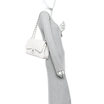 Chanel Caviar Quilted Jumbo Double Flap White 2 of 11