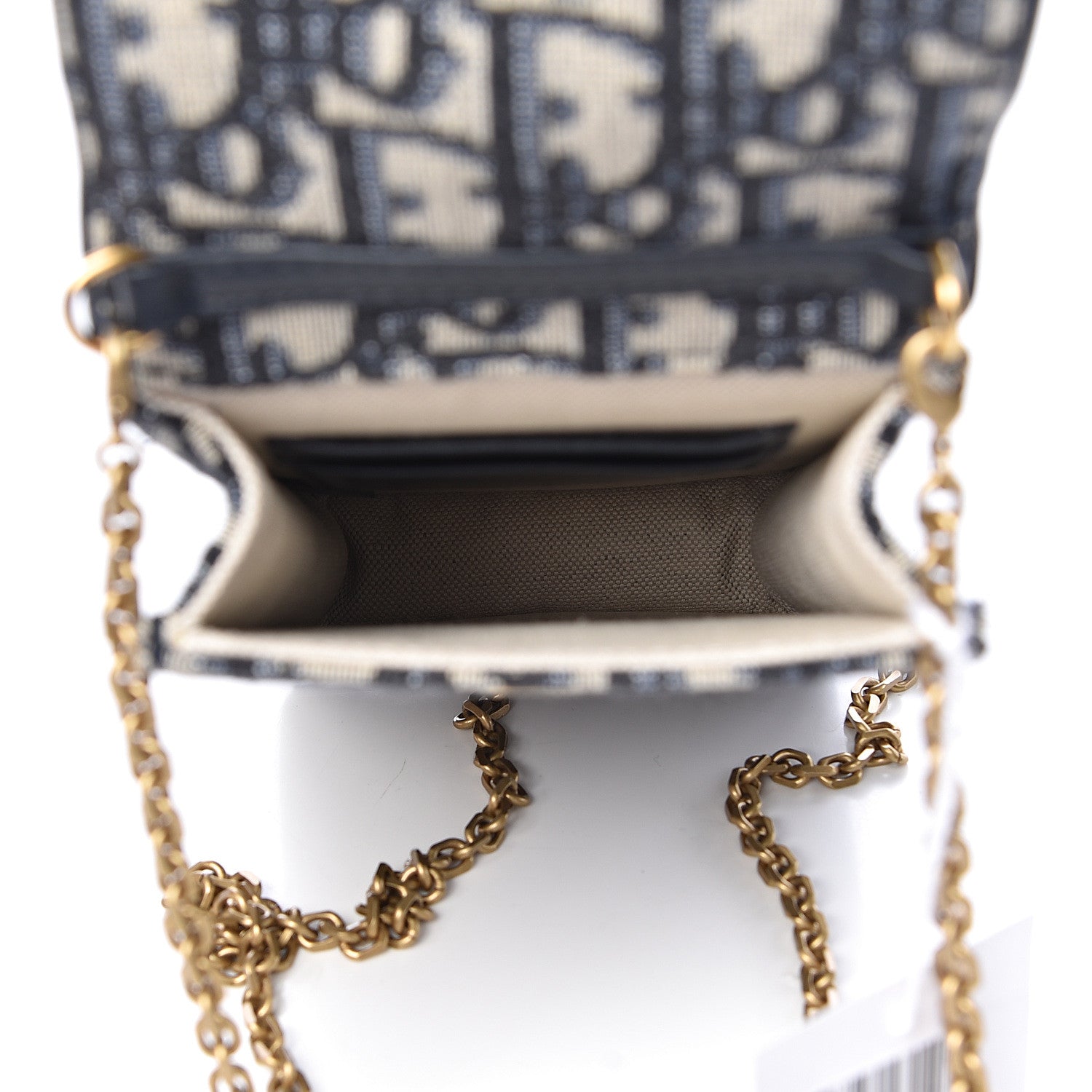 Christian Dior Oblique Saddle Chain Clutch Blue 5 of 10