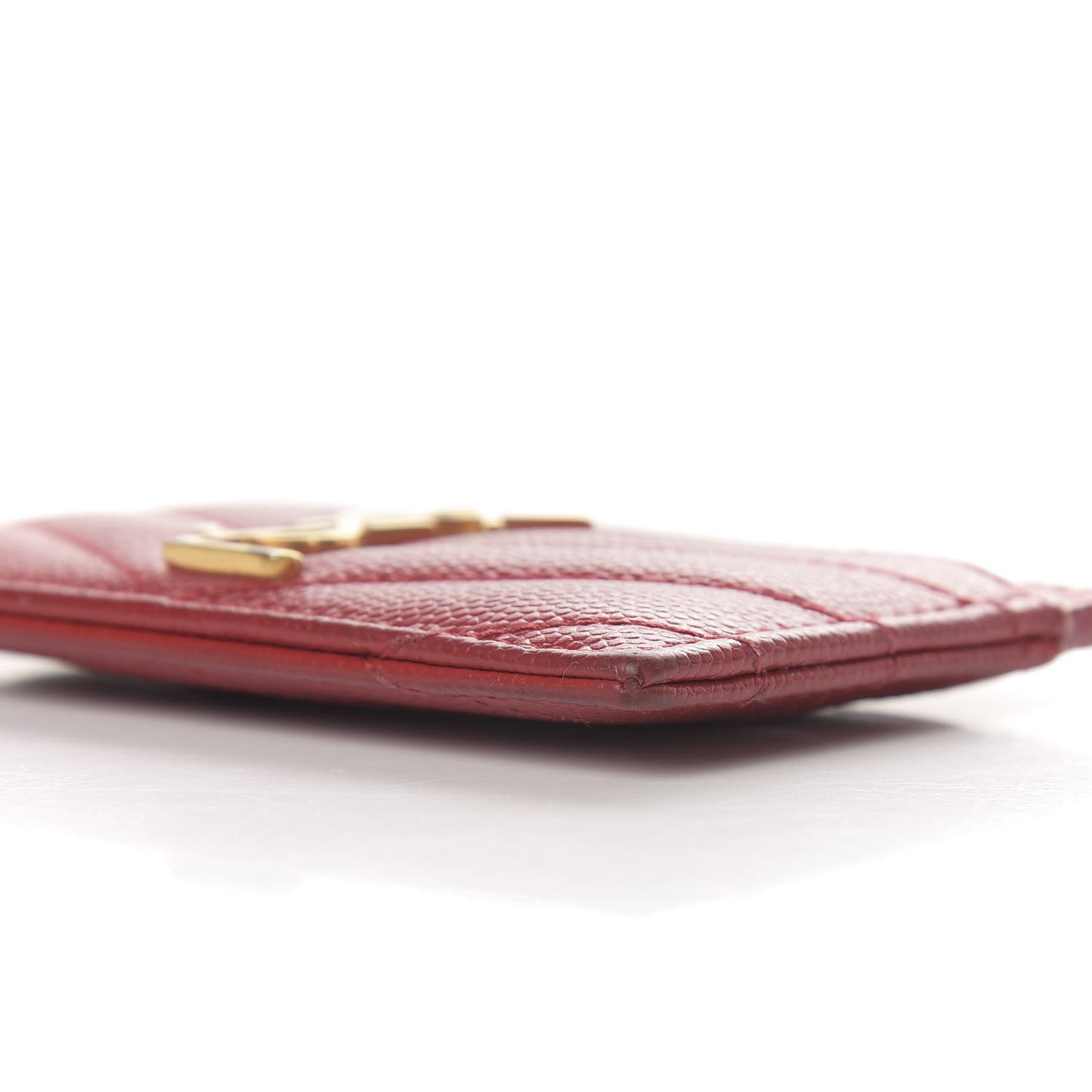 Grain De Poudre Matelasse Chevron Monogram Credit Card Case New Red