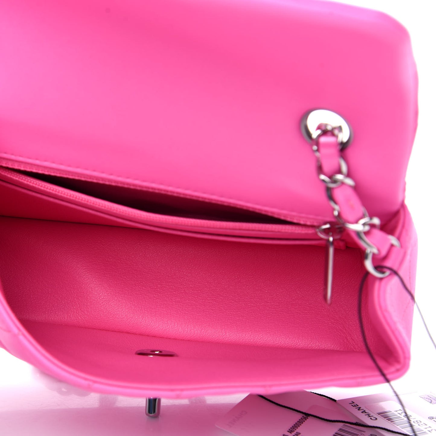 Lambskin Quilted Mini Rectangular Flap Neon Pink