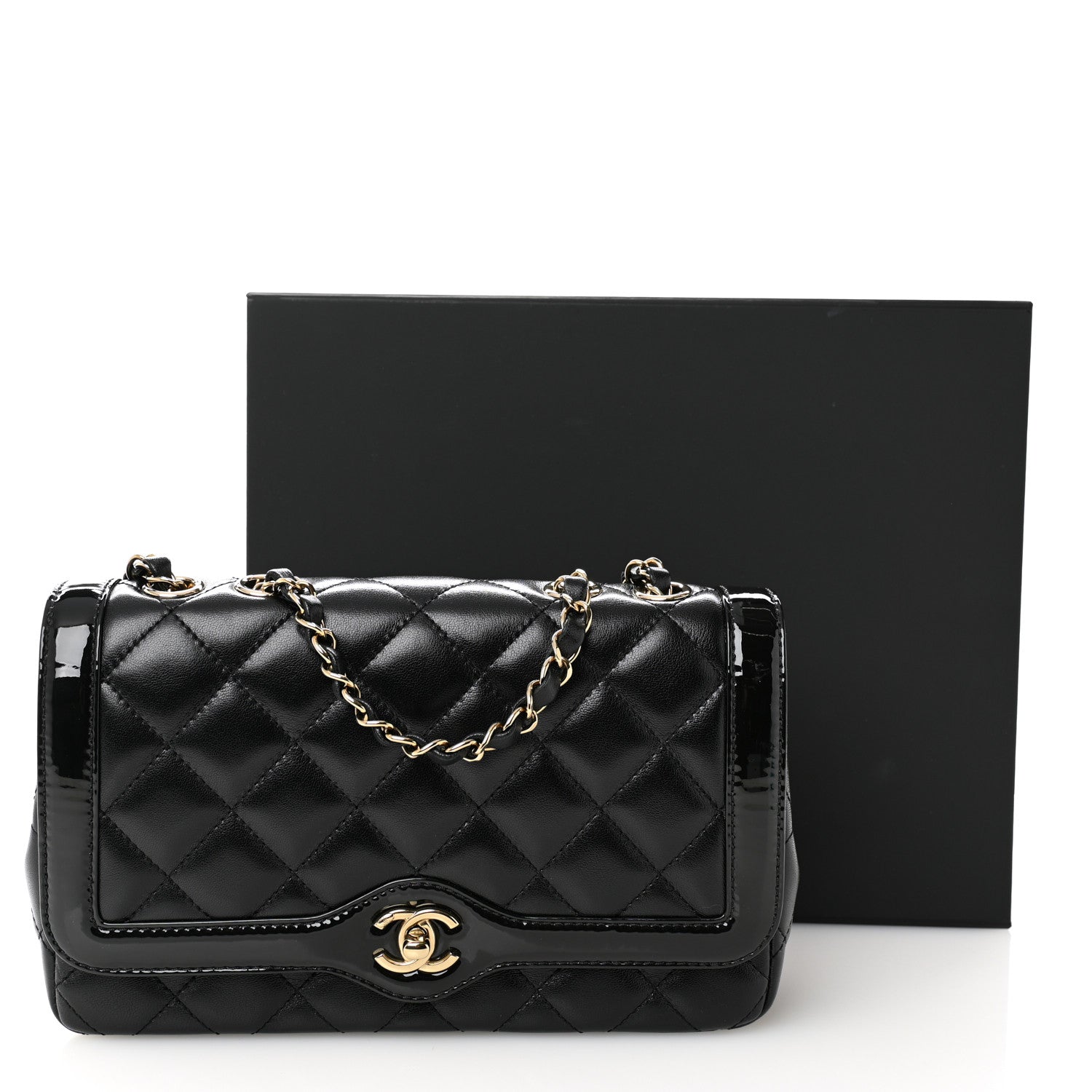 Chanel Lambskin Patent Calfskin Quilted Small Flap Bag Black 11 of 11