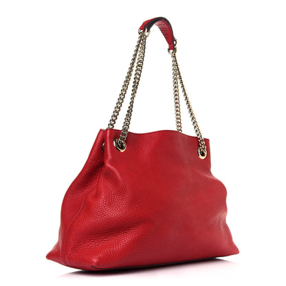 Gucci Pebbled Calfskin Medium Soho Chain Shoulder Bag Tabasco Red 3 of 12