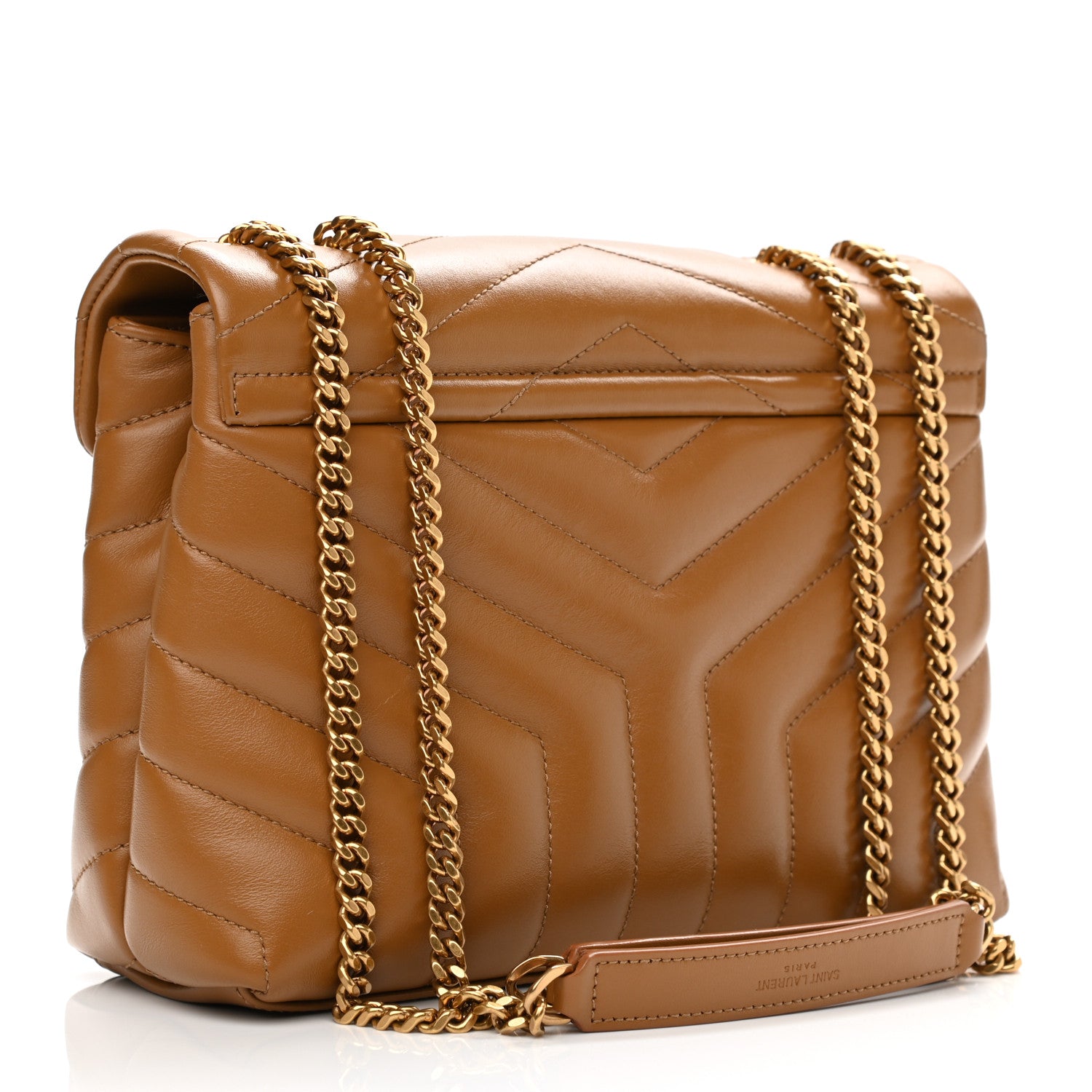 Saint Laurent Calfskin Y Quilted Monogram Small Loulou Chain Satchel Dark Natural 2 of 11