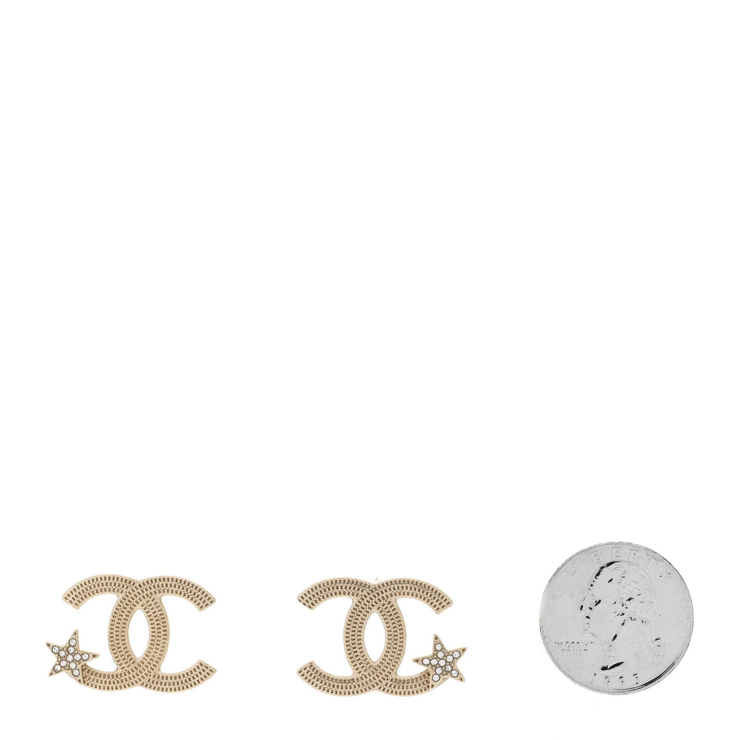 Chanel Metal Crystal CC Star Earrings Gold 2 of 5
