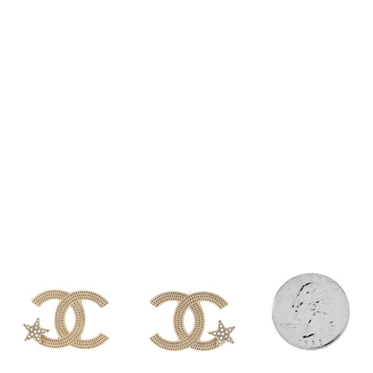 Chanel Metal Crystal CC Star Earrings Gold 2 of 5