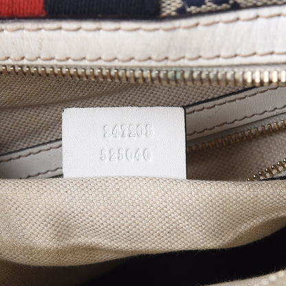 Gucci Monogram Selleria Calfskin Vintage Web Medium Boston Beige Blue Mystic White 7 of 32