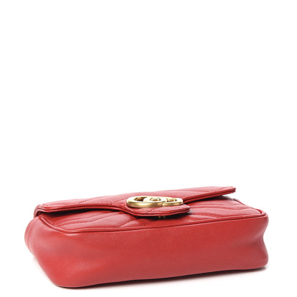 Gucci Calfskin Matelasse Super Mini GG Marmont Shoulder Bag Hibiscus Red 3 of 8