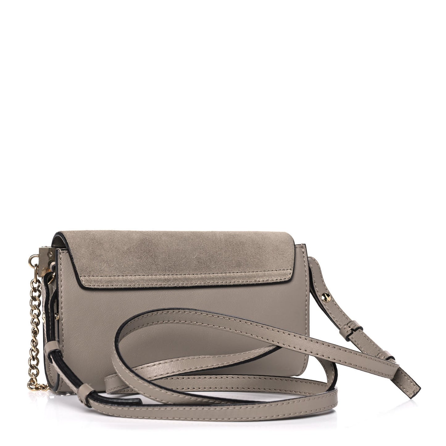 Suede Calfskin Mini Faye Shoulder Bag Motty Grey