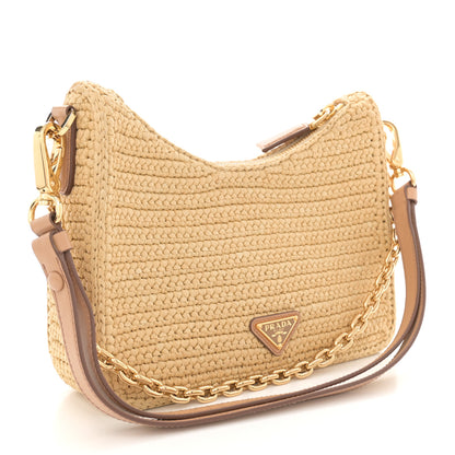Prada Yarn Raffia Effect Crochet Mini Re-Edition 2000 Shoulder Bag Naturale 2 of 12