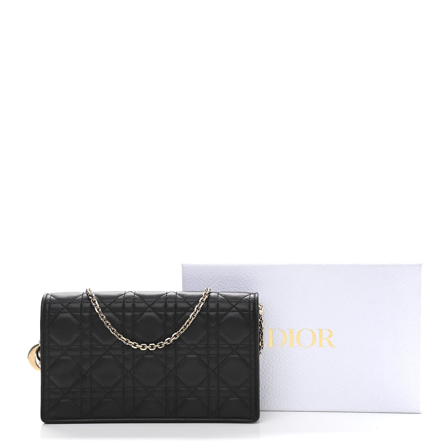 Lambskin Cannage Lady Dior Chain Wallet Black