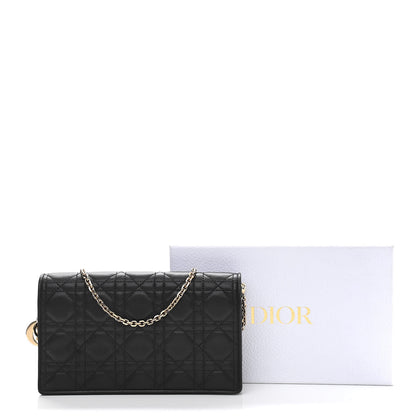Christian Dior Lambskin Cannage Lady Dior Chain Wallet Black 12 of 12