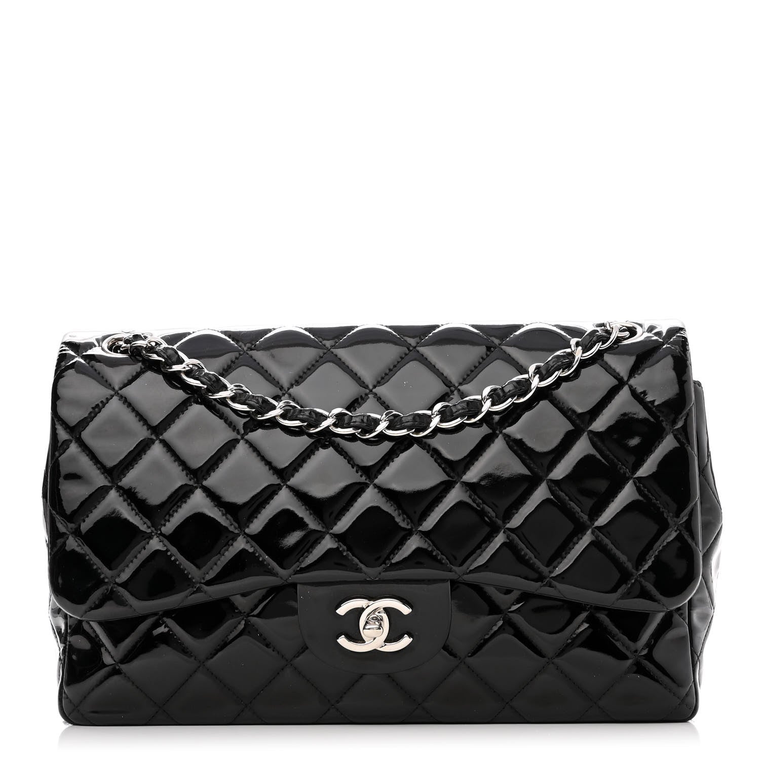 Chanel Patent Quilted Jumbo Double Flap Black 1 of 14
