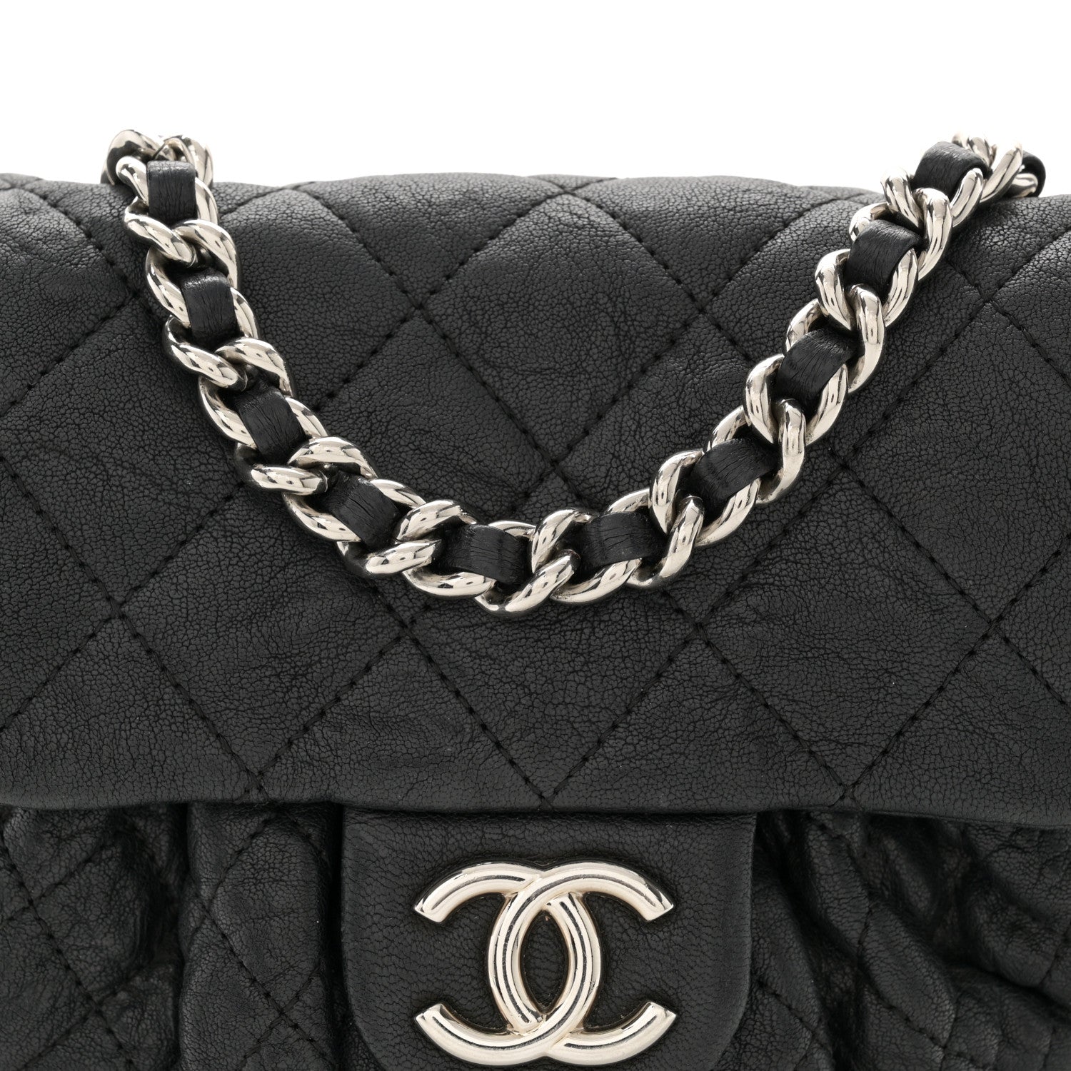 Chanel Washed Lambskin Quilted Mini Chain Around Flap Black 8 of 13