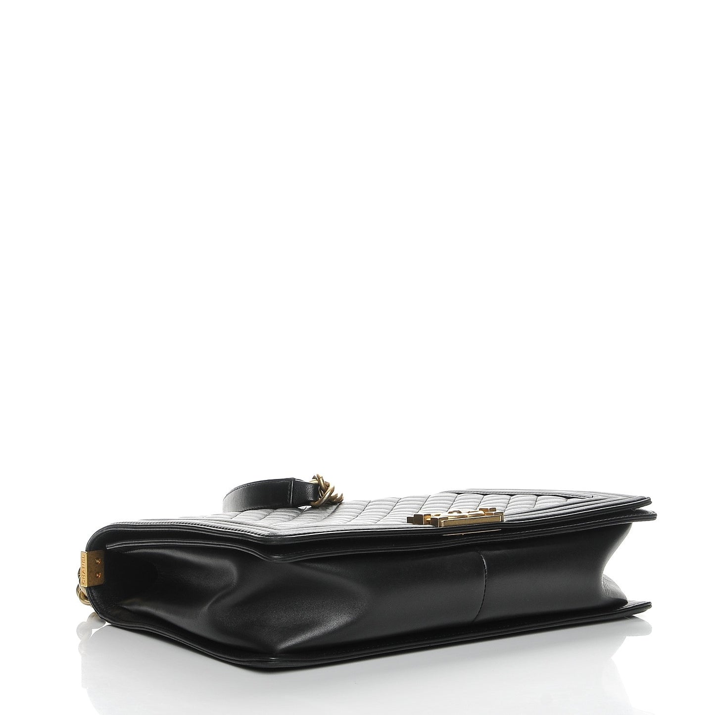 Lambskin Quilted Large Boy Flap Black