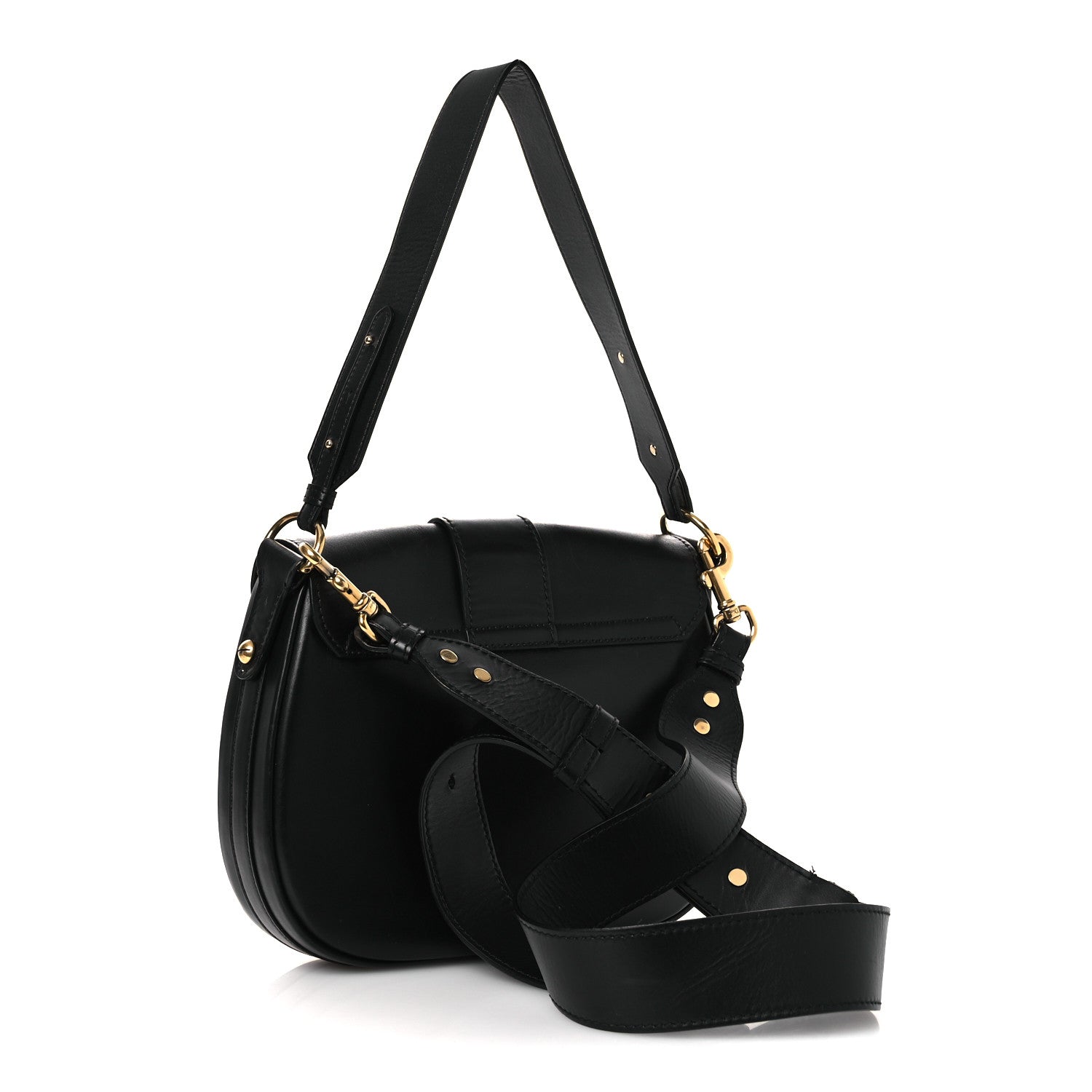 Christian Dior Calfskin D Fence Saddle Bag Black 1855406