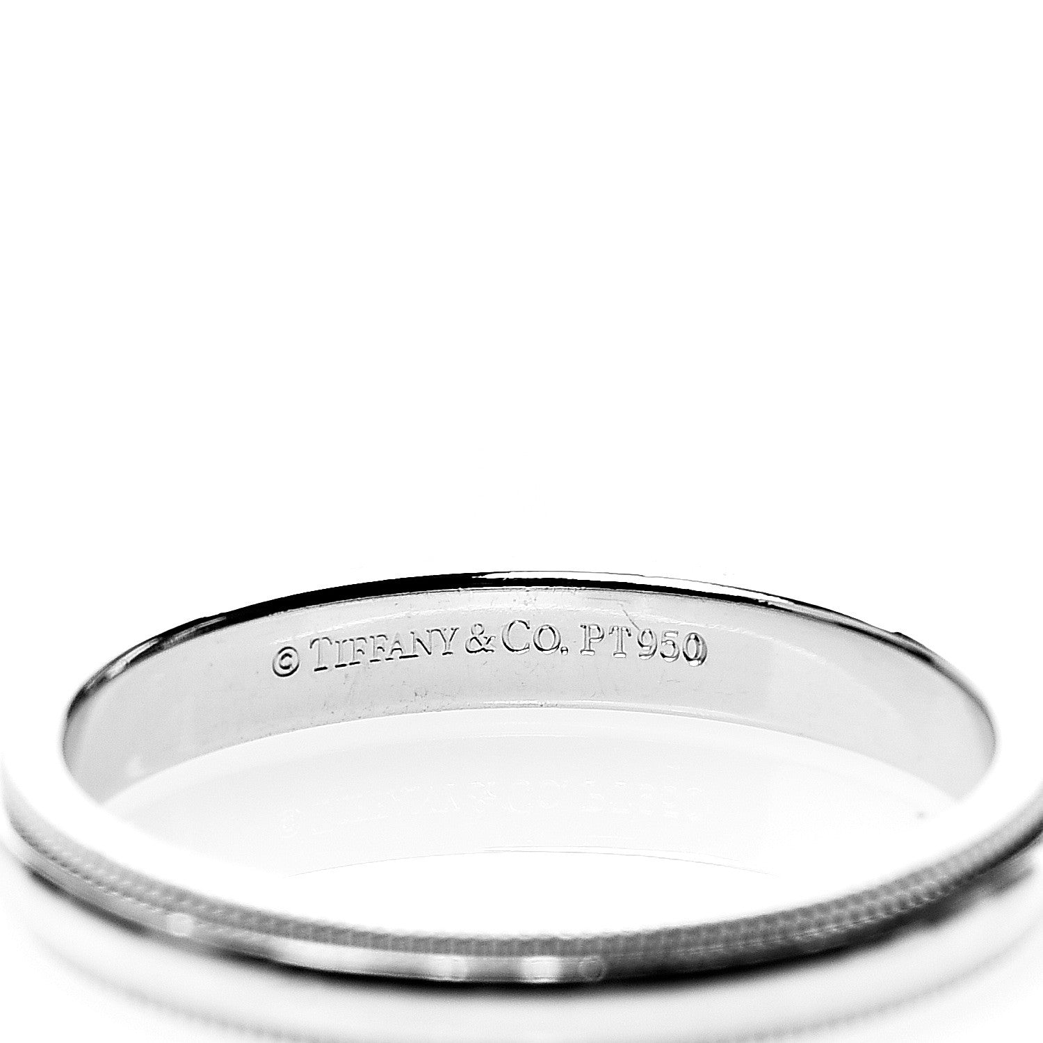 Tiffany Platinum 3mm Milgrain Wedding Band Ring 56 7.75 3 of 3