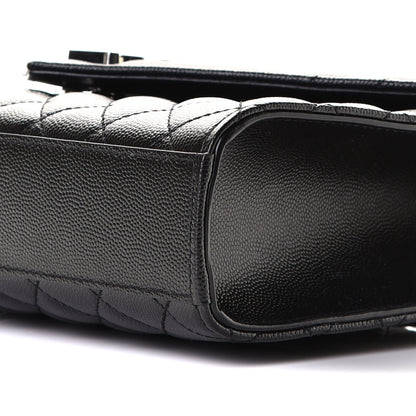 Saint Laurent Grain De Poudre Textured Mixed Matelasse Triquilt Medium Monogram Satchel Black 7 of 7