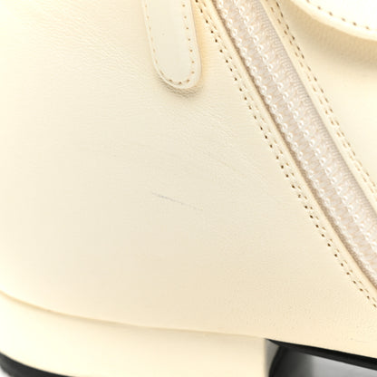 Chanel Lambskin Grosgrain Fold Over Logo Cap Toe Boots 36.5 Ivory Black 11 of 15