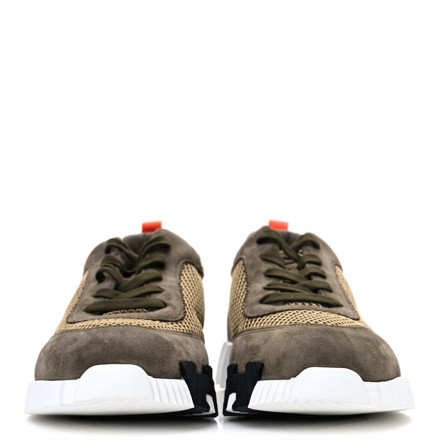 Hermes Air Mesh Suede Goatskin Mens Bouncing Sneakers 42 Vert