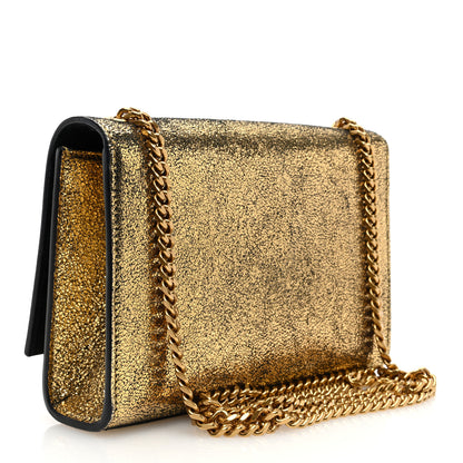 Saint Laurent Metallic Calfskin Small Classic Monogram Kate Satchel Oro 3 of 9