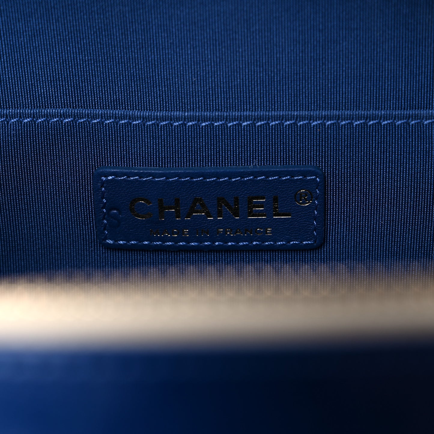 Aged Calfskin Stitched Bag Blue Light Beige