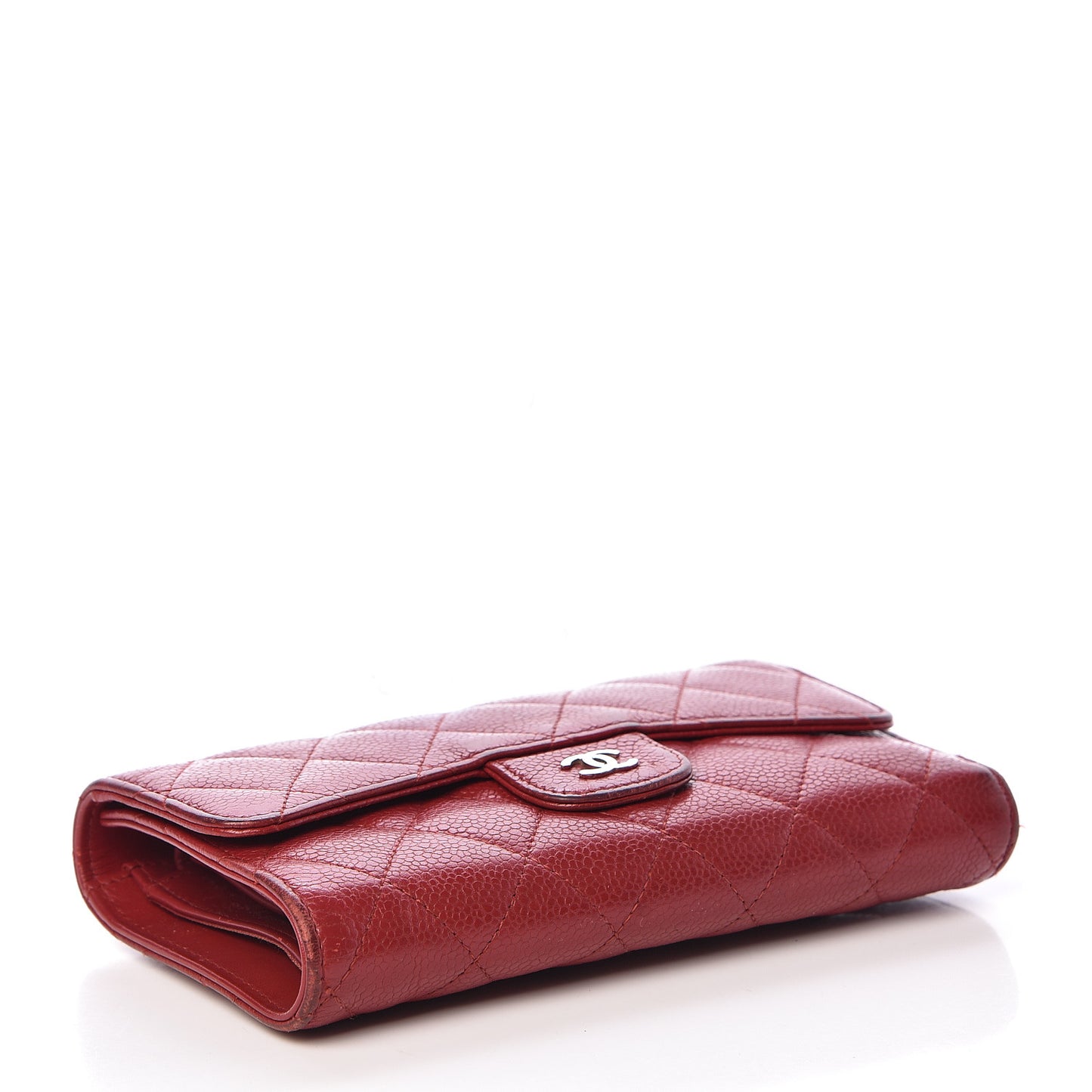 Caviar Quilted Large Flap Wallet Dark Red