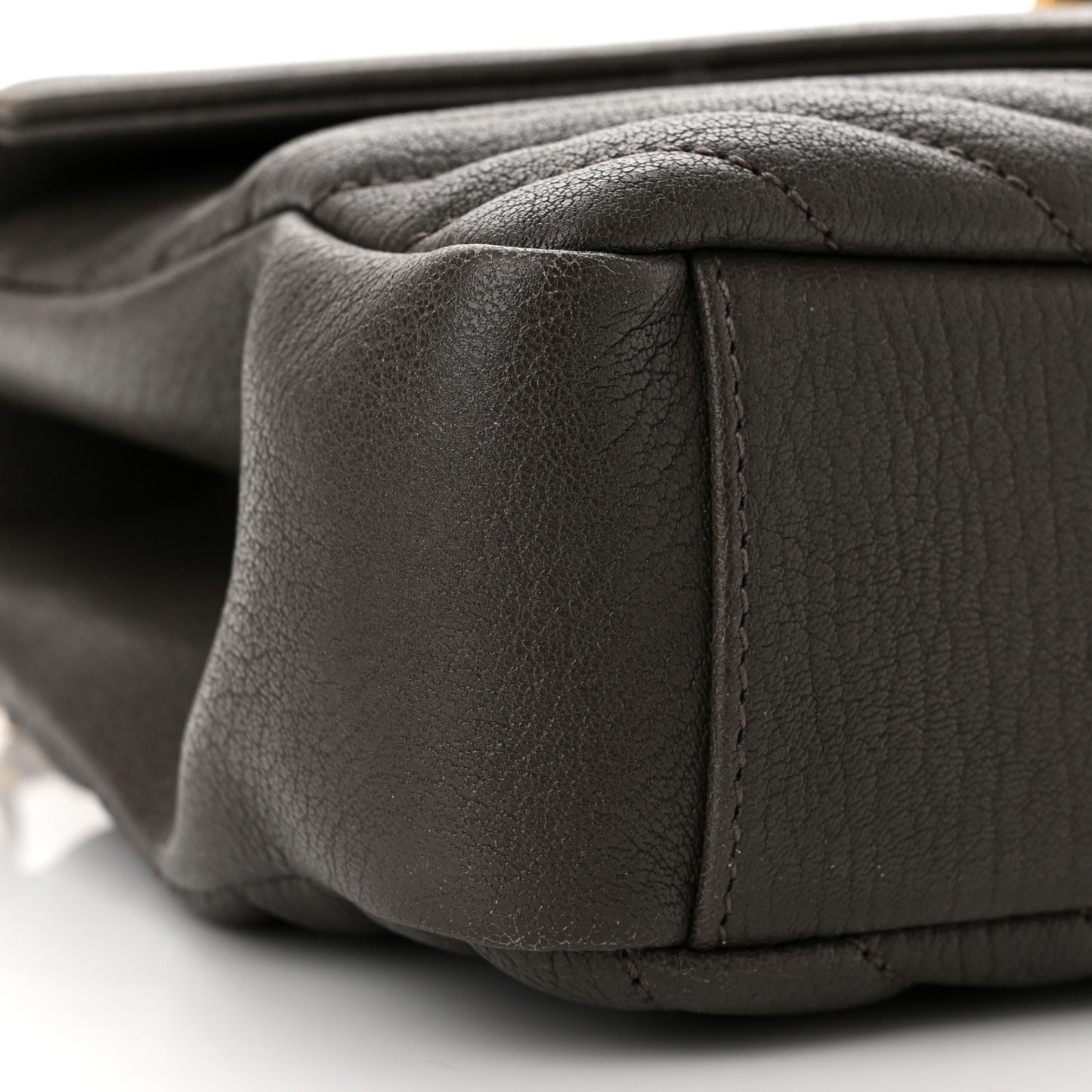 Sheepskin Matelasse Chevron Monogram Medium College Bag Asphalt