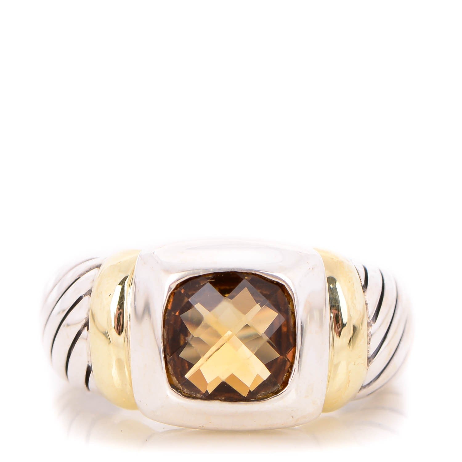 David Yurman Sterling Silver 14K Yellow Gold Citrine 7mm Noblesse Ring 54 7 1 of 4