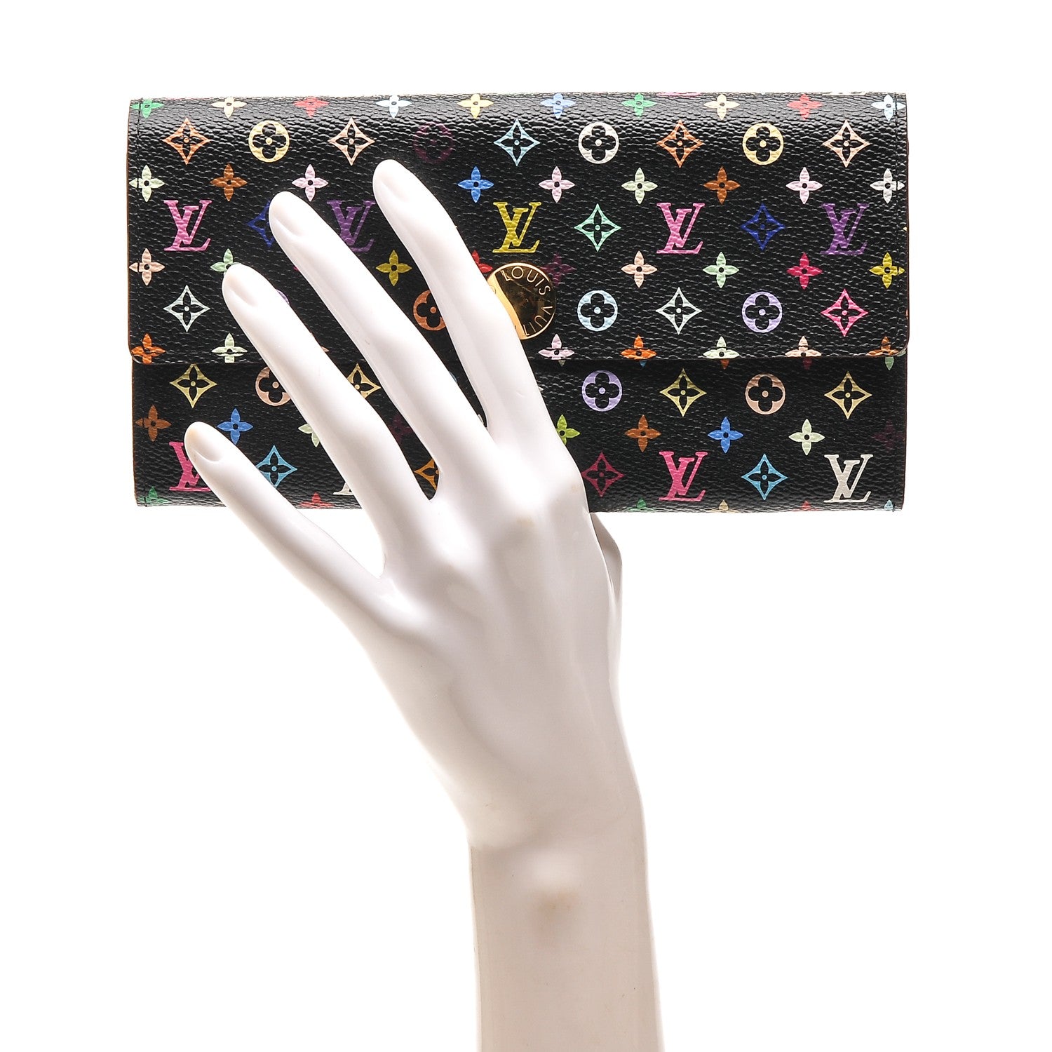 Louis Vuitton Monogram Multicolor Sarah Wallet Black Violet 2 of 7