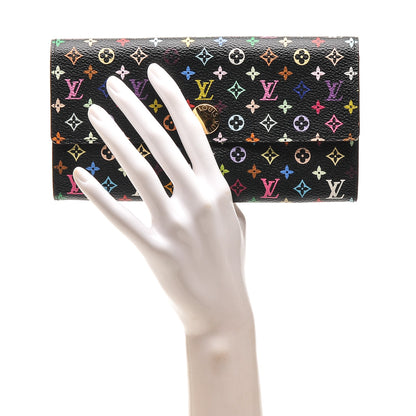 Louis Vuitton Monogram Multicolor Sarah Wallet Black Violet 2 of 7