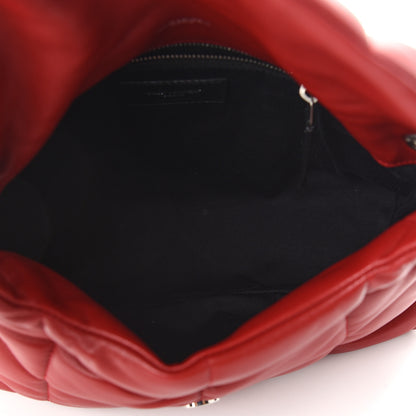 Saint Laurent Lambskin Quilted Small Loulou Puffer Monogram Chain Satchel Red 4 of 8