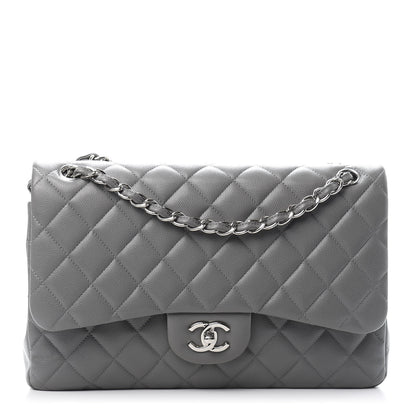 Chanel Caviar Quilted Jumbo Double Flap Grey 1 of 10
